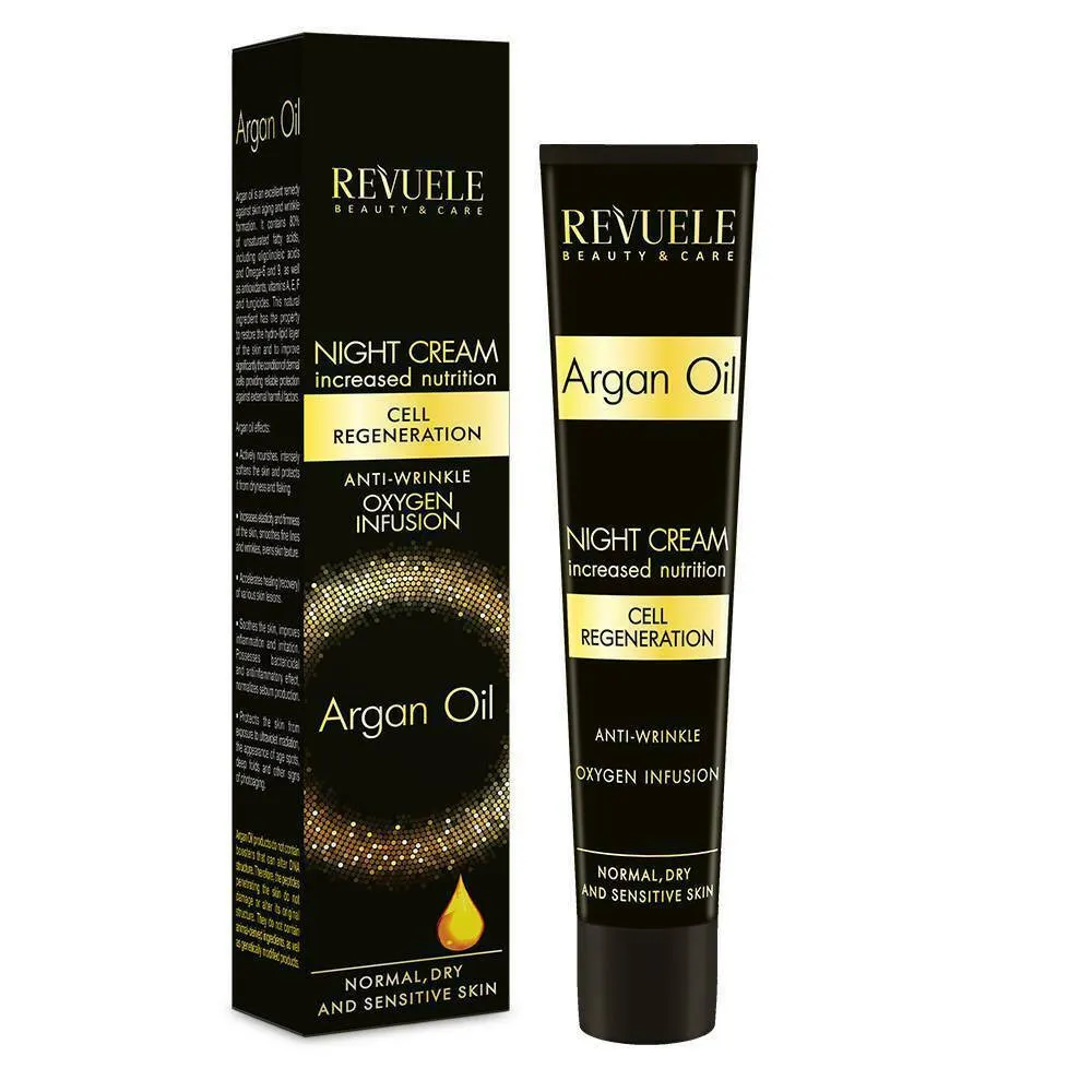 Revuele nočný krém Argan Oil Moisturizing Face Cream Night Anti-Wrinkle Oxygen Infusion