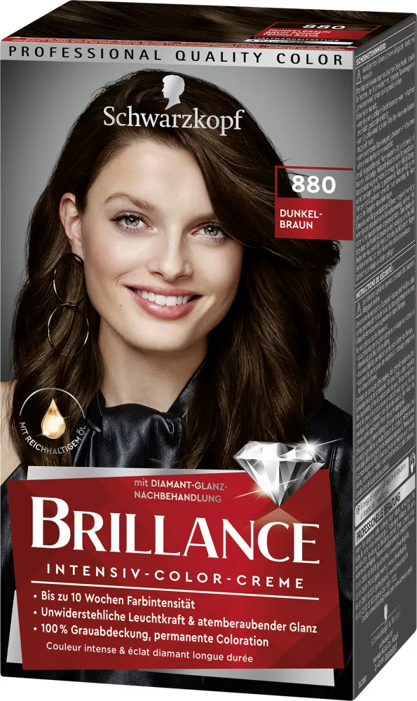 Schwarzkopf Brillance farba na vlasy - Intensive Color Cream - 880 Dark Brown