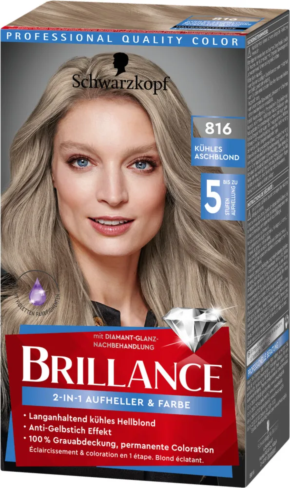 Schwarzkopf Brillance farba na vlasy - 2in1 Lighter & Color - 816 Ash Blond